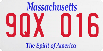 MA license plate 9QX016