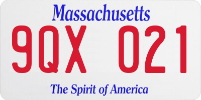 MA license plate 9QX021