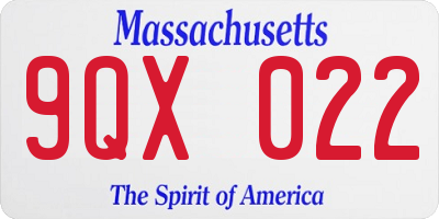 MA license plate 9QX022