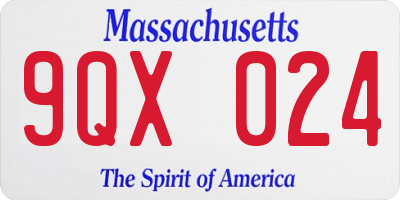 MA license plate 9QX024
