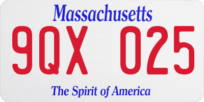 MA license plate 9QX025