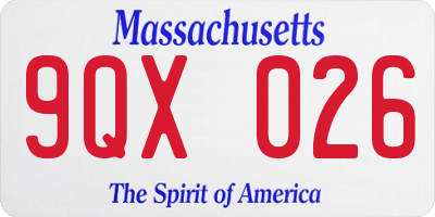 MA license plate 9QX026