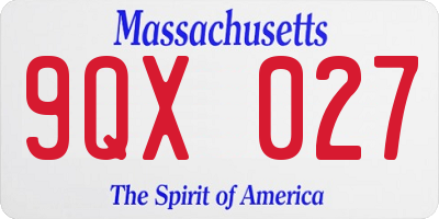 MA license plate 9QX027