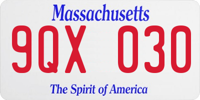 MA license plate 9QX030