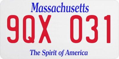 MA license plate 9QX031