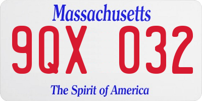 MA license plate 9QX032
