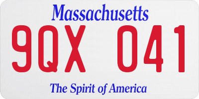 MA license plate 9QX041