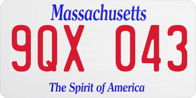 MA license plate 9QX043