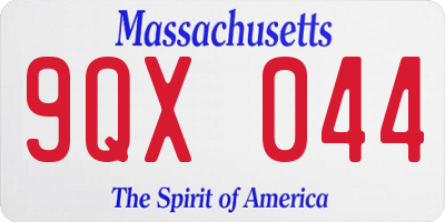 MA license plate 9QX044
