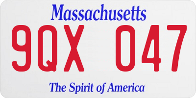 MA license plate 9QX047