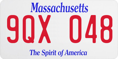 MA license plate 9QX048