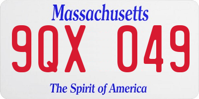 MA license plate 9QX049