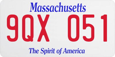 MA license plate 9QX051