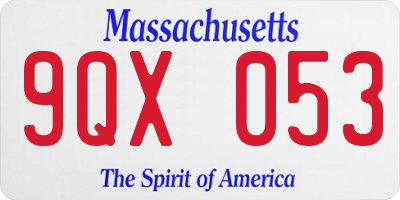 MA license plate 9QX053