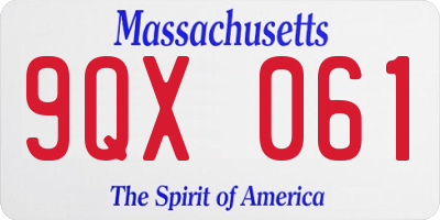 MA license plate 9QX061