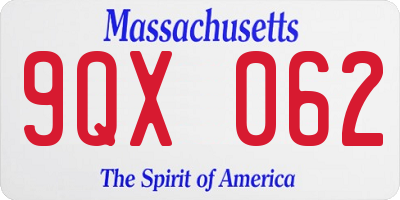 MA license plate 9QX062