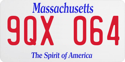 MA license plate 9QX064