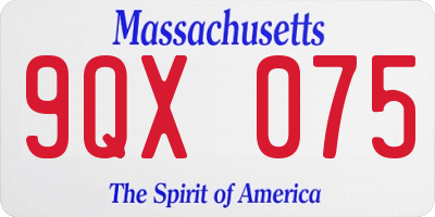 MA license plate 9QX075