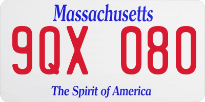 MA license plate 9QX080
