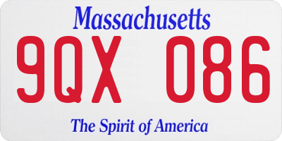 MA license plate 9QX086