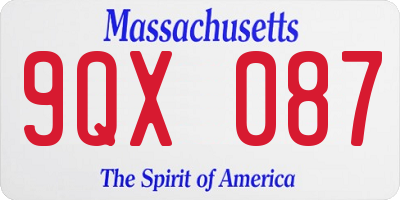 MA license plate 9QX087