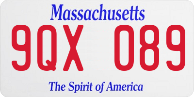MA license plate 9QX089