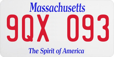MA license plate 9QX093