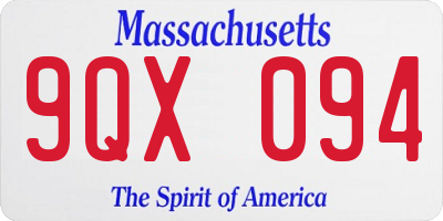 MA license plate 9QX094