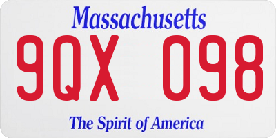 MA license plate 9QX098