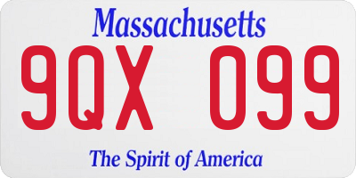 MA license plate 9QX099