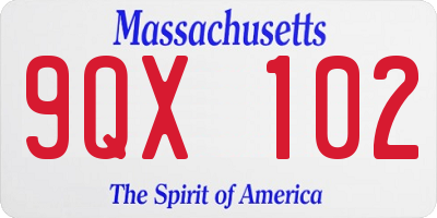 MA license plate 9QX102