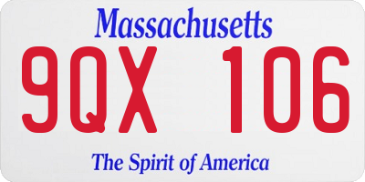 MA license plate 9QX106