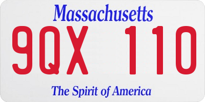 MA license plate 9QX110