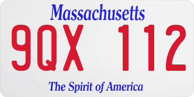 MA license plate 9QX112