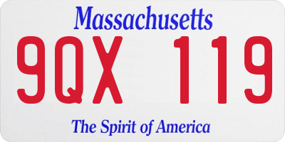 MA license plate 9QX119