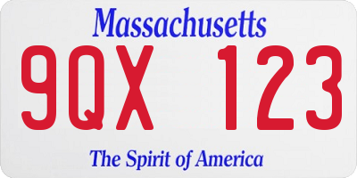 MA license plate 9QX123