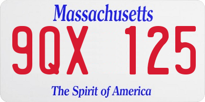 MA license plate 9QX125