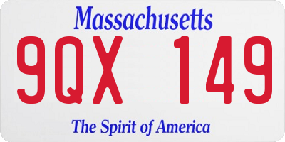 MA license plate 9QX149