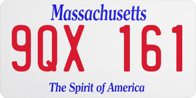 MA license plate 9QX161
