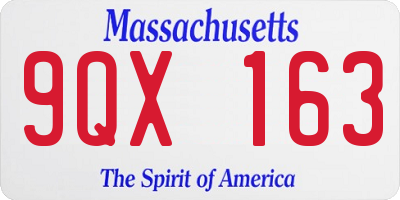 MA license plate 9QX163