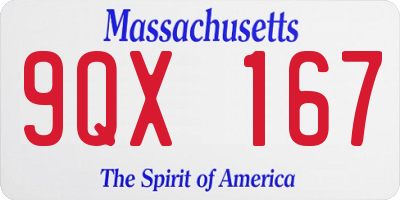 MA license plate 9QX167