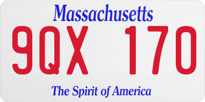 MA license plate 9QX170