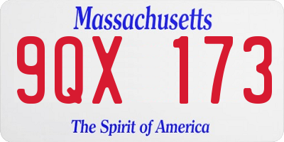 MA license plate 9QX173