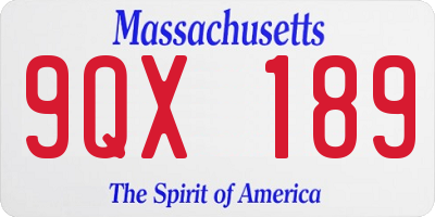 MA license plate 9QX189