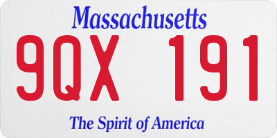 MA license plate 9QX191