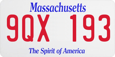 MA license plate 9QX193