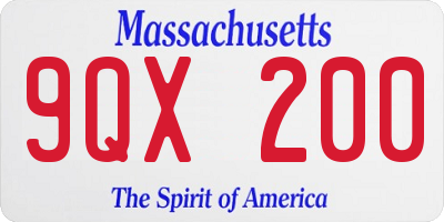 MA license plate 9QX200