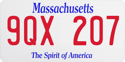 MA license plate 9QX207