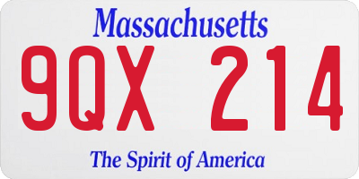 MA license plate 9QX214