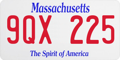 MA license plate 9QX225